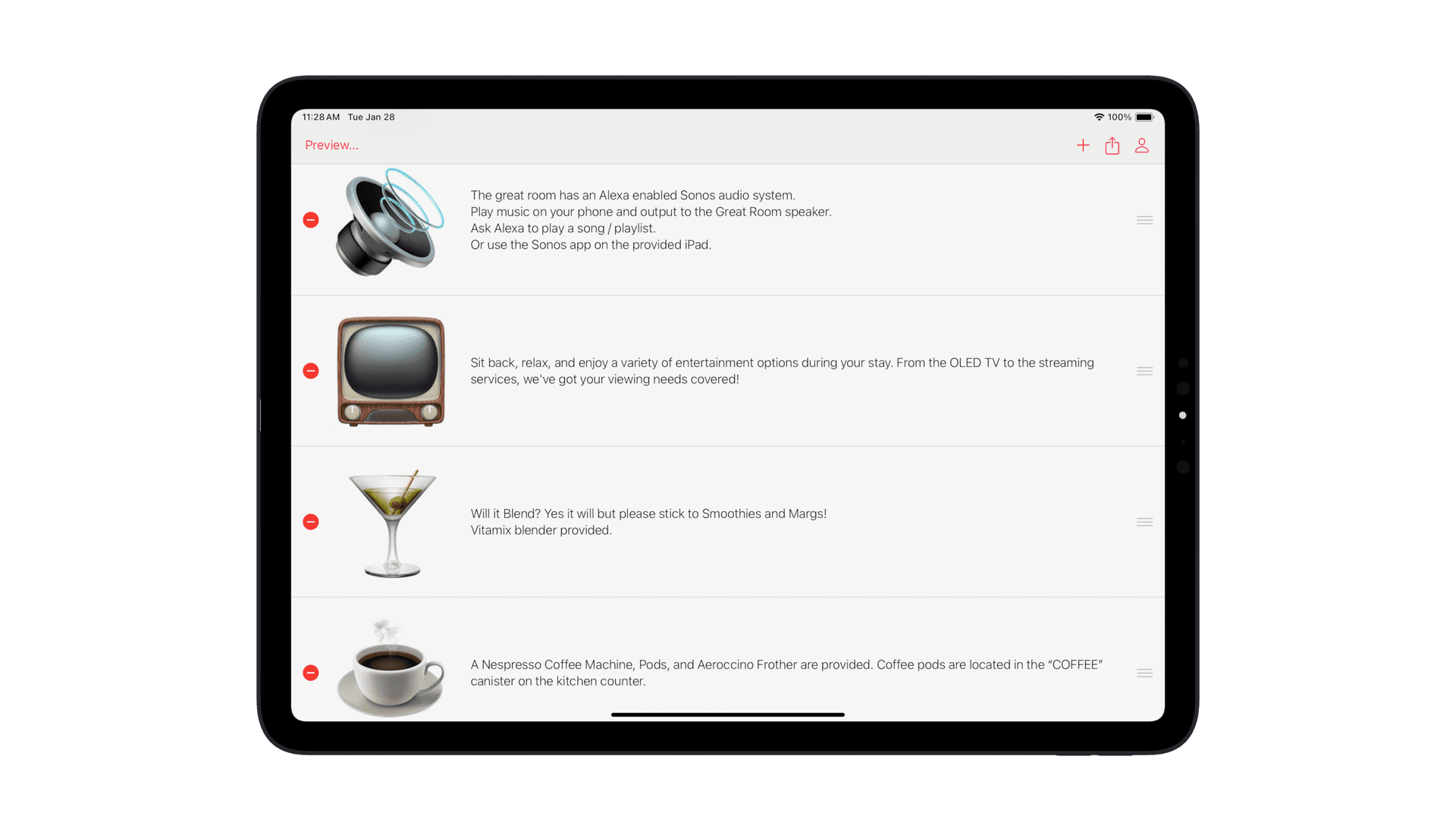 iPad showing Guest Manual